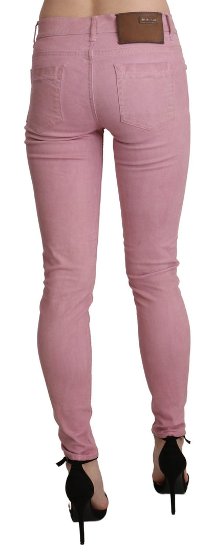 Acht Pink Skinny Stretch-Jeanshose mit mittlerer Taille