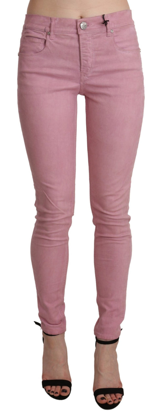 Acht Pink Skinny Stretch-Jeanshose mit mittlerer Taille