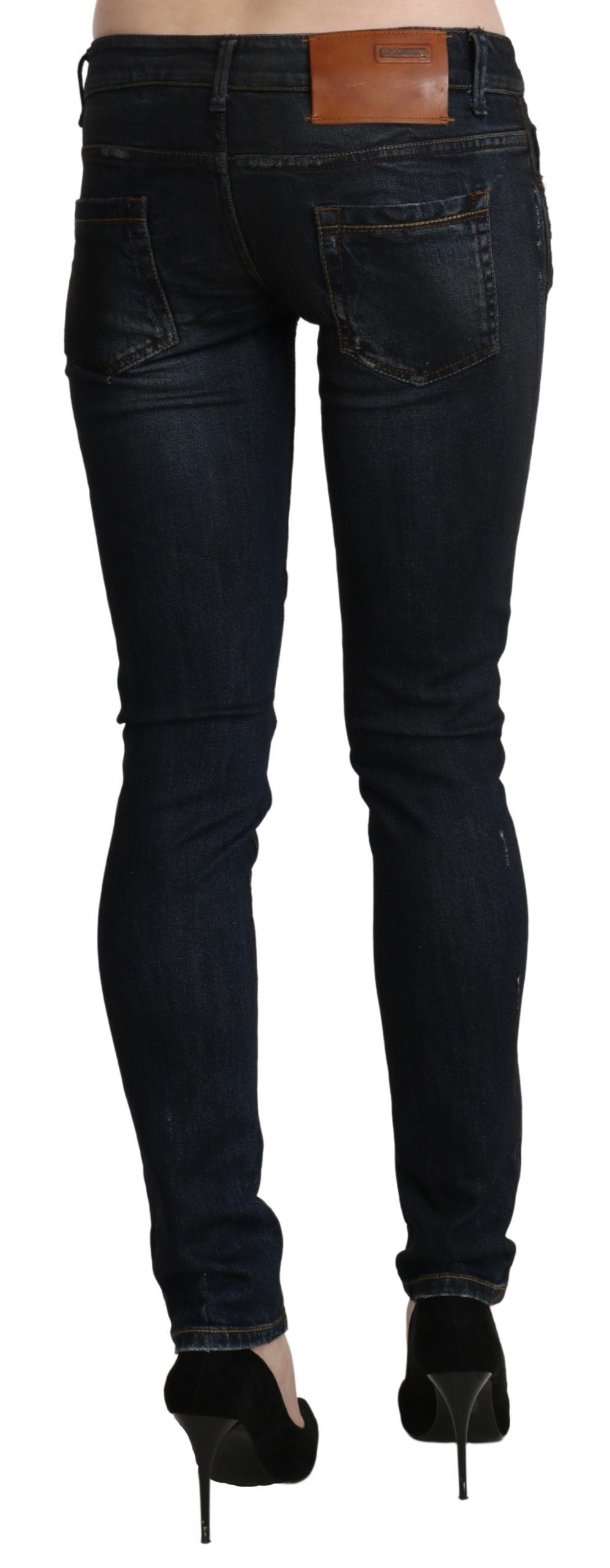 Acht – Blau verwaschene Skinny-Jeans mit niedriger Taille und schmalem Schnitt