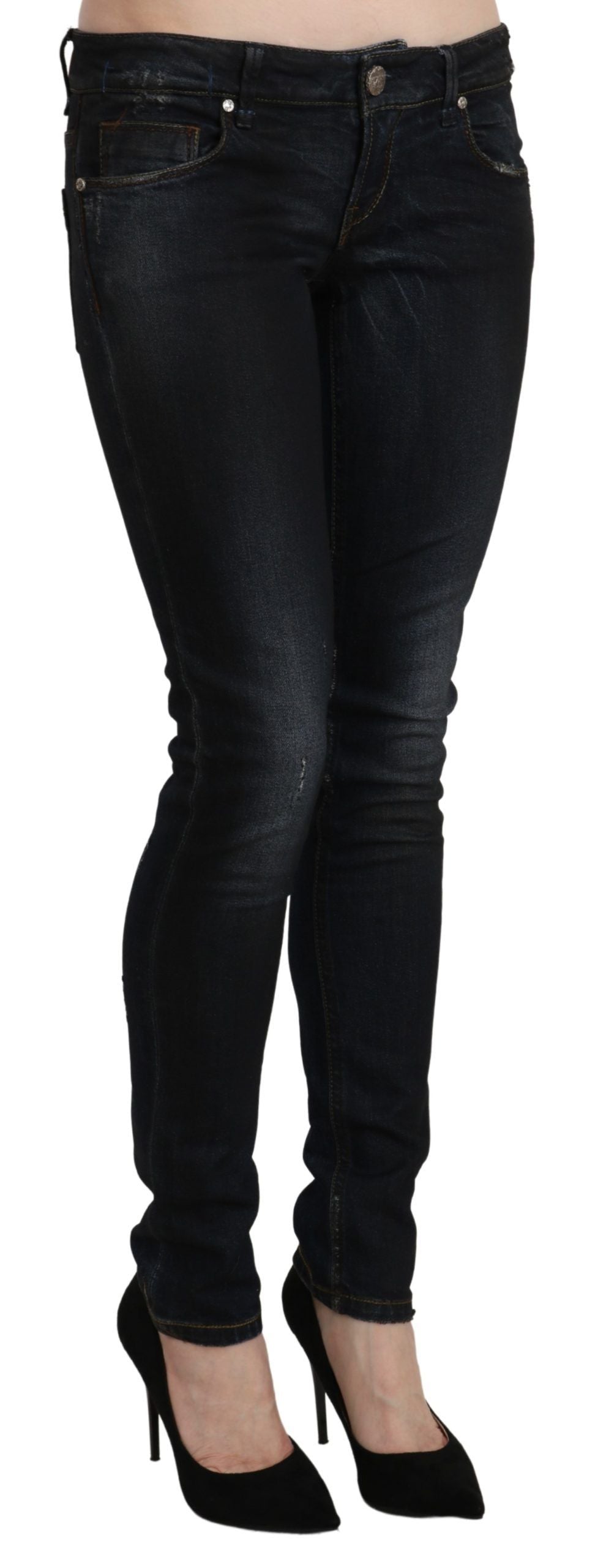 Acht – Blau verwaschene Skinny-Jeans mit niedriger Taille und schmalem Schnitt