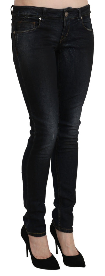 Acht – Blau verwaschene Skinny-Jeans mit niedriger Taille und schmalem Schnitt