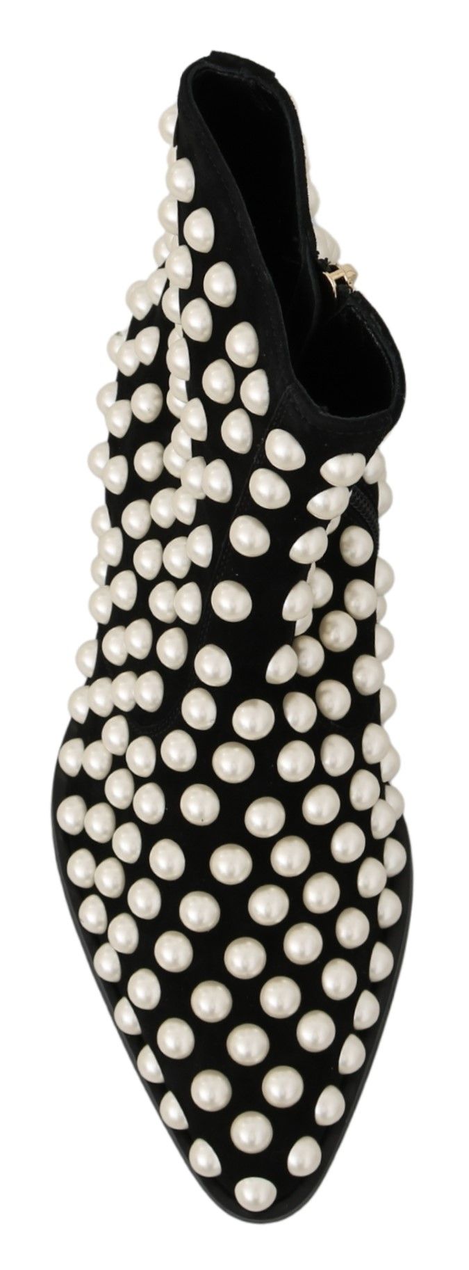 Dolce &amp; Gabbana – Stiefel aus schwarzem Wildleder mit Perlennieten