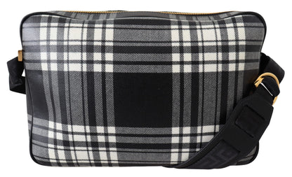 Versace Elegante Umhängetasche aus grauem Leder