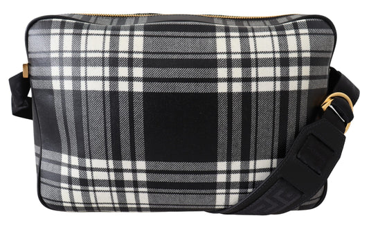 Versace Elegante Umhängetasche aus grauem Leder