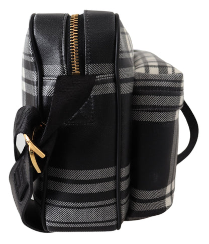 Versace Elegante Umhängetasche aus grauem Leder