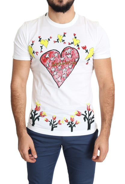 Dolce &amp; Gabbana Weißes T-Shirt aus Baumwolle mit Saint Valentine-Print für Herren