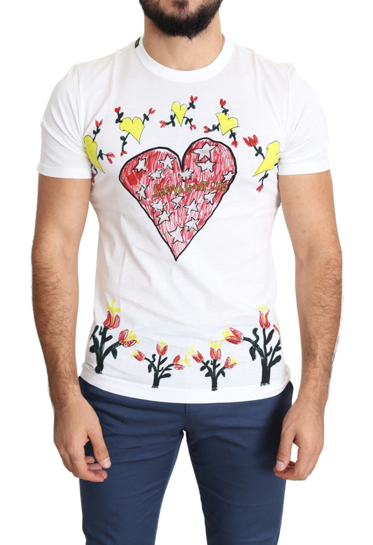 Dolce &amp; Gabbana Weißes T-Shirt aus Baumwolle mit Saint Valentine-Print für Herren