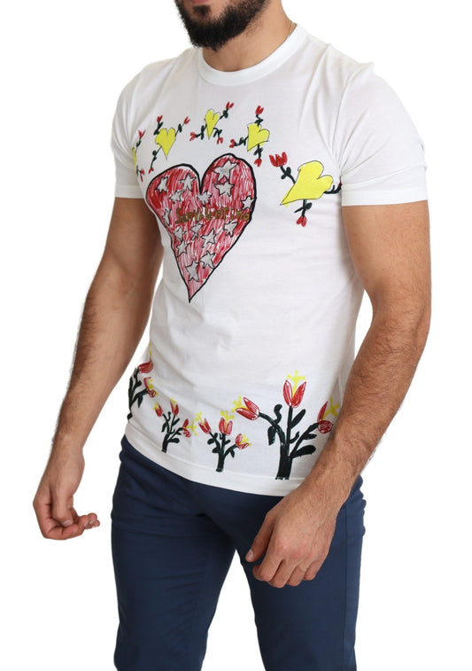 Dolce &amp; Gabbana Weißes T-Shirt aus Baumwolle mit Saint Valentine-Print für Herren