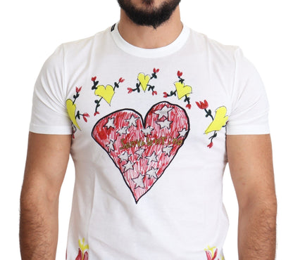 Dolce &amp; Gabbana Weißes T-Shirt aus Baumwolle mit Saint Valentine-Print für Herren