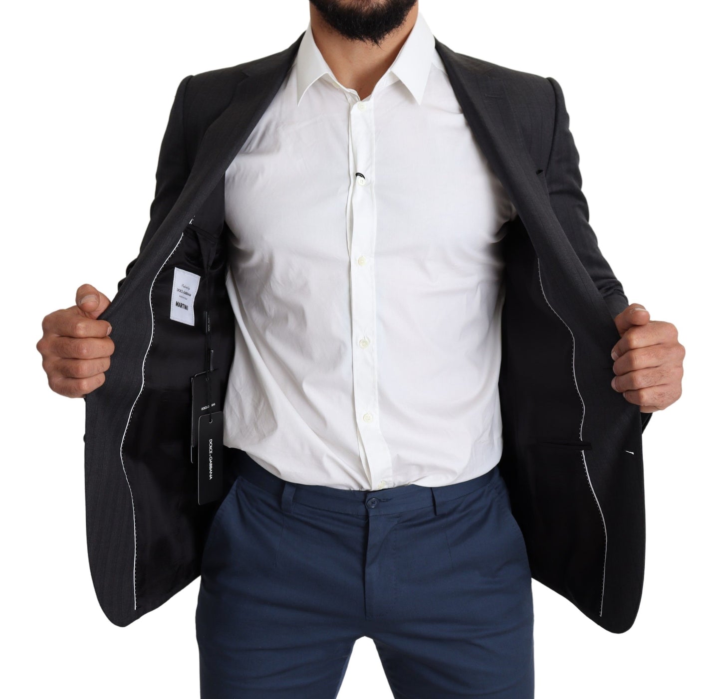 Dolce &amp; Gabbana Schwarzer einreihiger Wollmantel MARTINI Blazer