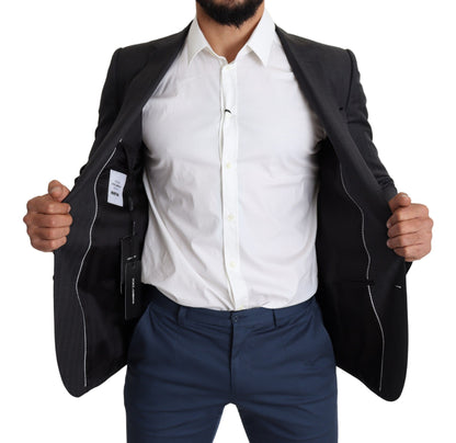 Dolce &amp; Gabbana Schwarzer einreihiger Wollmantel MARTINI Blazer