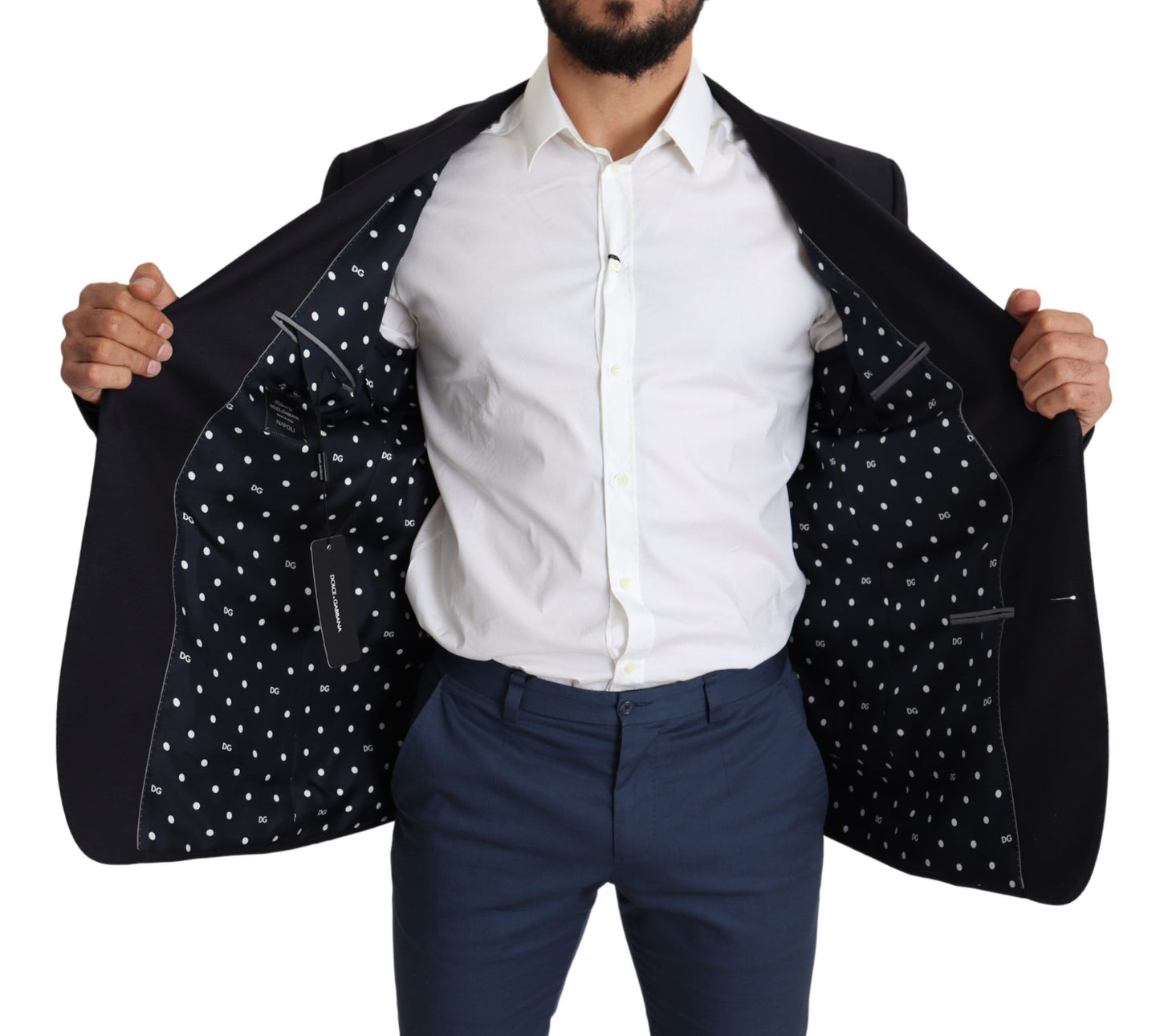 Dolce &amp; Gabbana – Einreihiger Blazer NAPOLI aus schwarzer Wolle