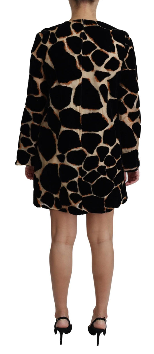 Dolce &amp; Gabbana – Schwarzes Mini-Etuikleid mit Giraffenprint