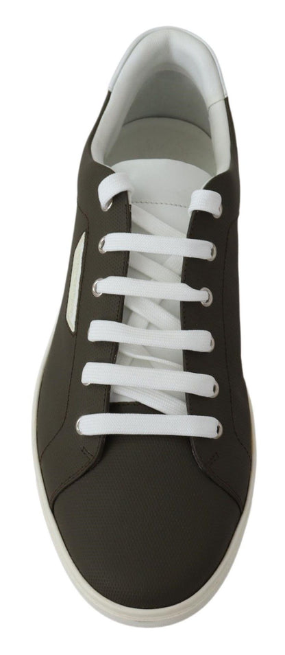 Dolce &amp; Gabbana Weiß Grün Leder Low Top Sneakers Schuhe