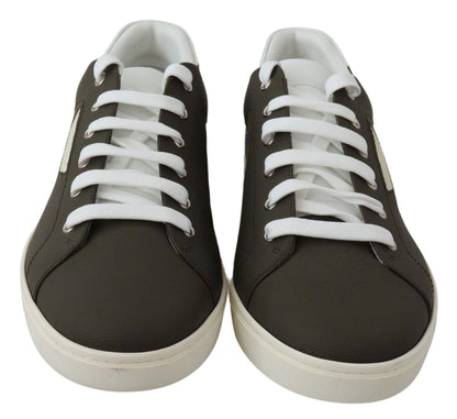Dolce &amp; Gabbana Weiß Grün Leder Low Top Sneakers Schuhe