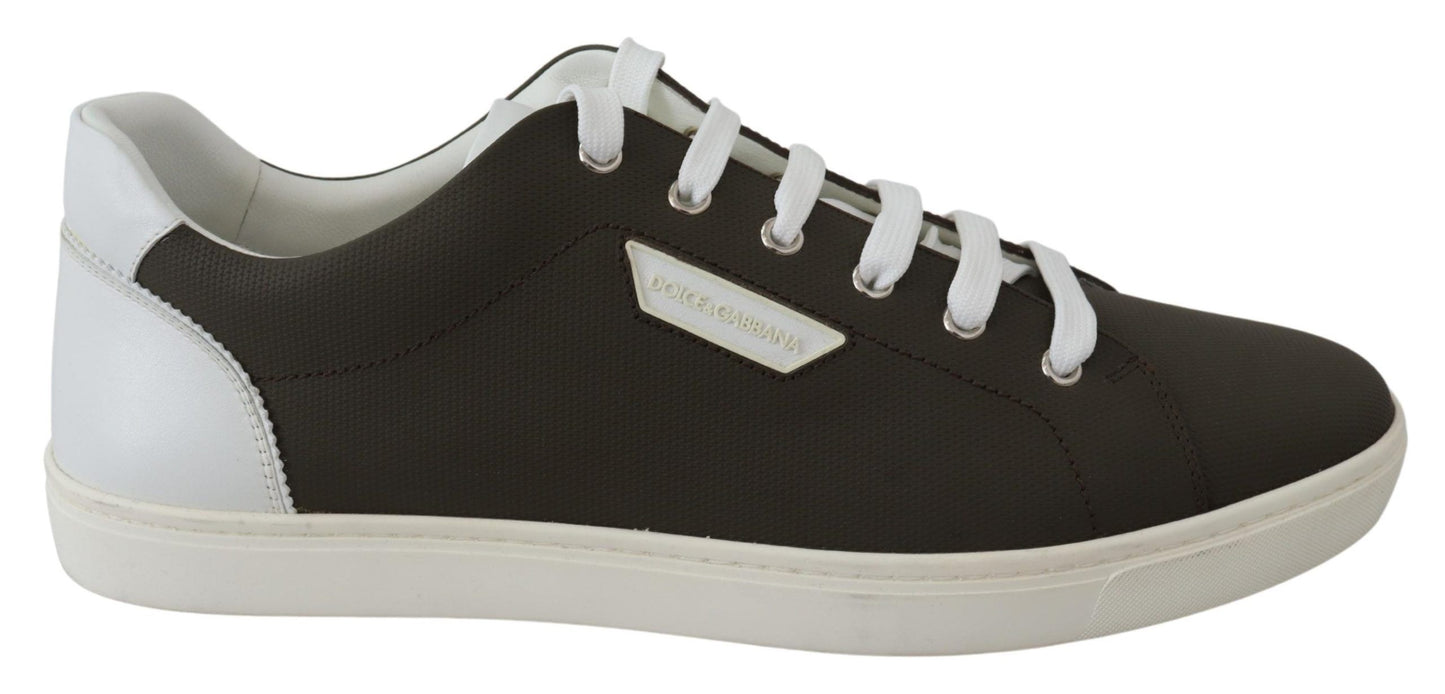 Dolce &amp; Gabbana Weiß Grün Leder Low Top Sneakers Schuhe