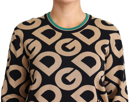 Dolce &amp; Gabbana Mehrfarbiger Pullover mit Rundhalsausschnitt aus Wolle „DG Mania“