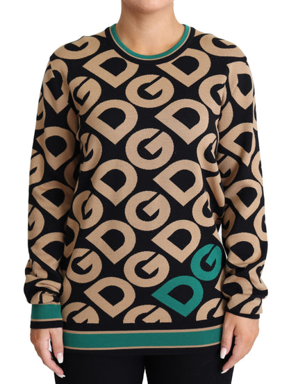 Dolce &amp; Gabbana Mehrfarbiger Pullover mit Rundhalsausschnitt aus Wolle „DG Mania“