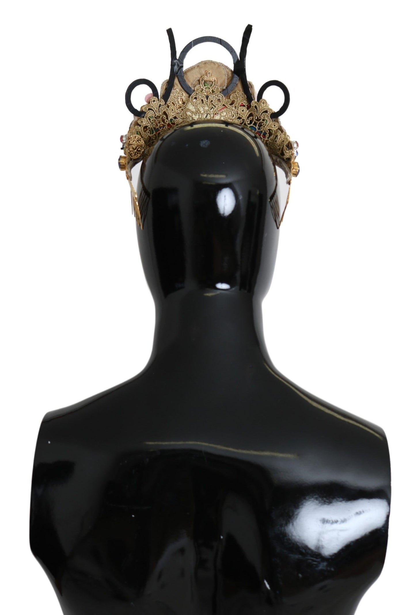 Dolce &amp; Gabbana Gold Messing Blumen Kristalle LED Lichter Krone Tiara Diadem