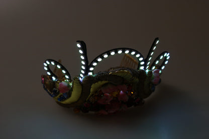 Dolce &amp; Gabbana Gold Messing Blumen Kristalle LED Lichter Krone Tiara Diadem