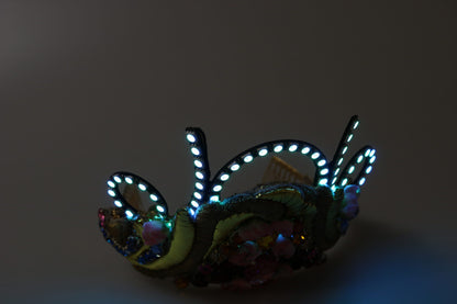 Dolce &amp; Gabbana Gold Messing Blumen Kristalle LED Lichter Krone Tiara Diadem