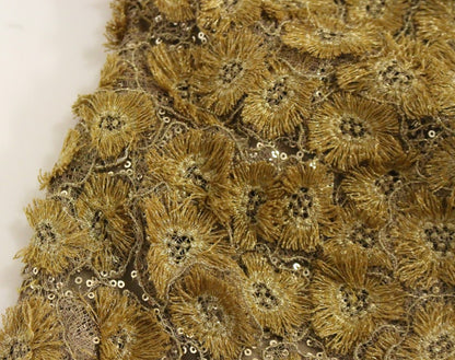 Lanre Da Silva Ajayi GOLD Langes Maxikleid aus Spitze mit Kristallen