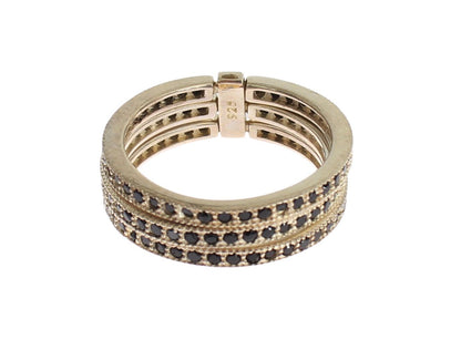 Nialaya Damenring aus 925er Sterlingsilber mit schwarzen Zirkoniasteinen