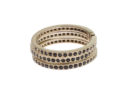 Nialaya Damenring aus 925er Sterlingsilber mit schwarzen Zirkoniasteinen