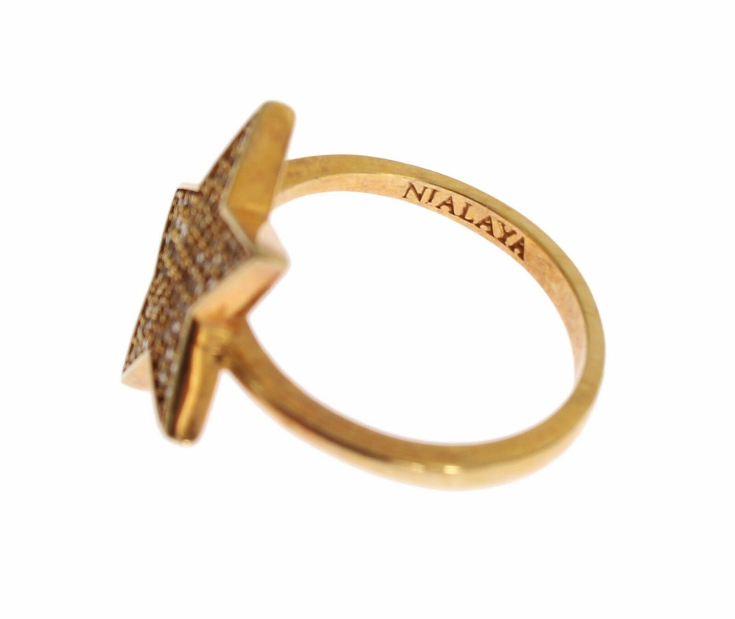 Nialaya Star Gold 925 Silber Damen Klarer Ring