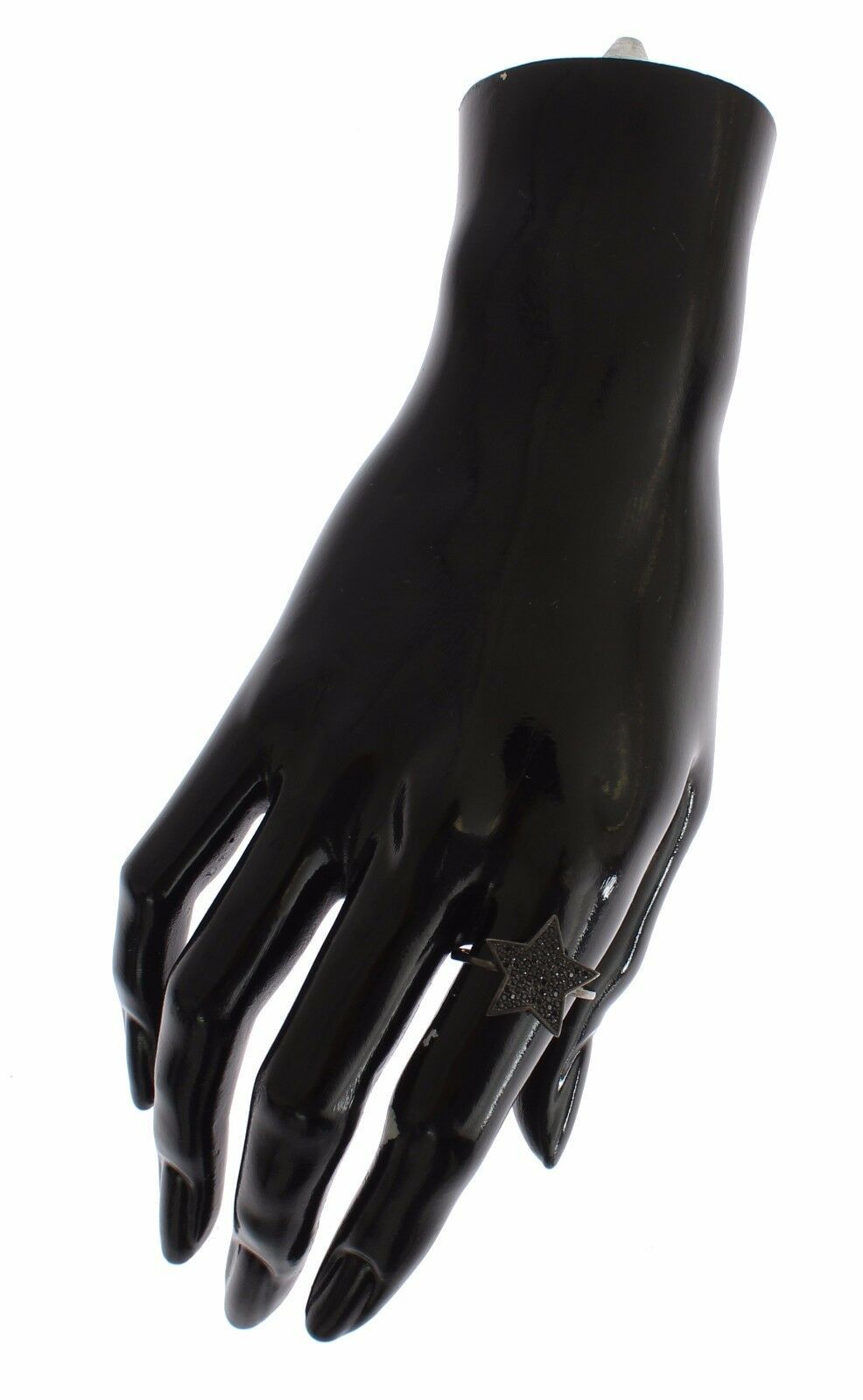 Nialaya Damenring aus 925er Silber mit schwarzem Zirkonia-Stern