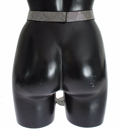 Dolce &amp; Gabbana – Schwarzer Taillengürtel aus Seide mit durchsichtiger Kristallschleife