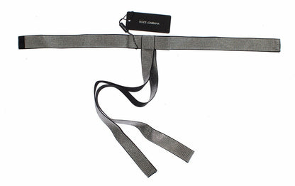 Dolce &amp; Gabbana – Schwarzer Taillengürtel aus Seide mit durchsichtiger Kristallschleife