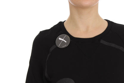 Exte Schwarzer Pullover mit Rundhalsausschnitt aus Baumwolle mit Motivdruck