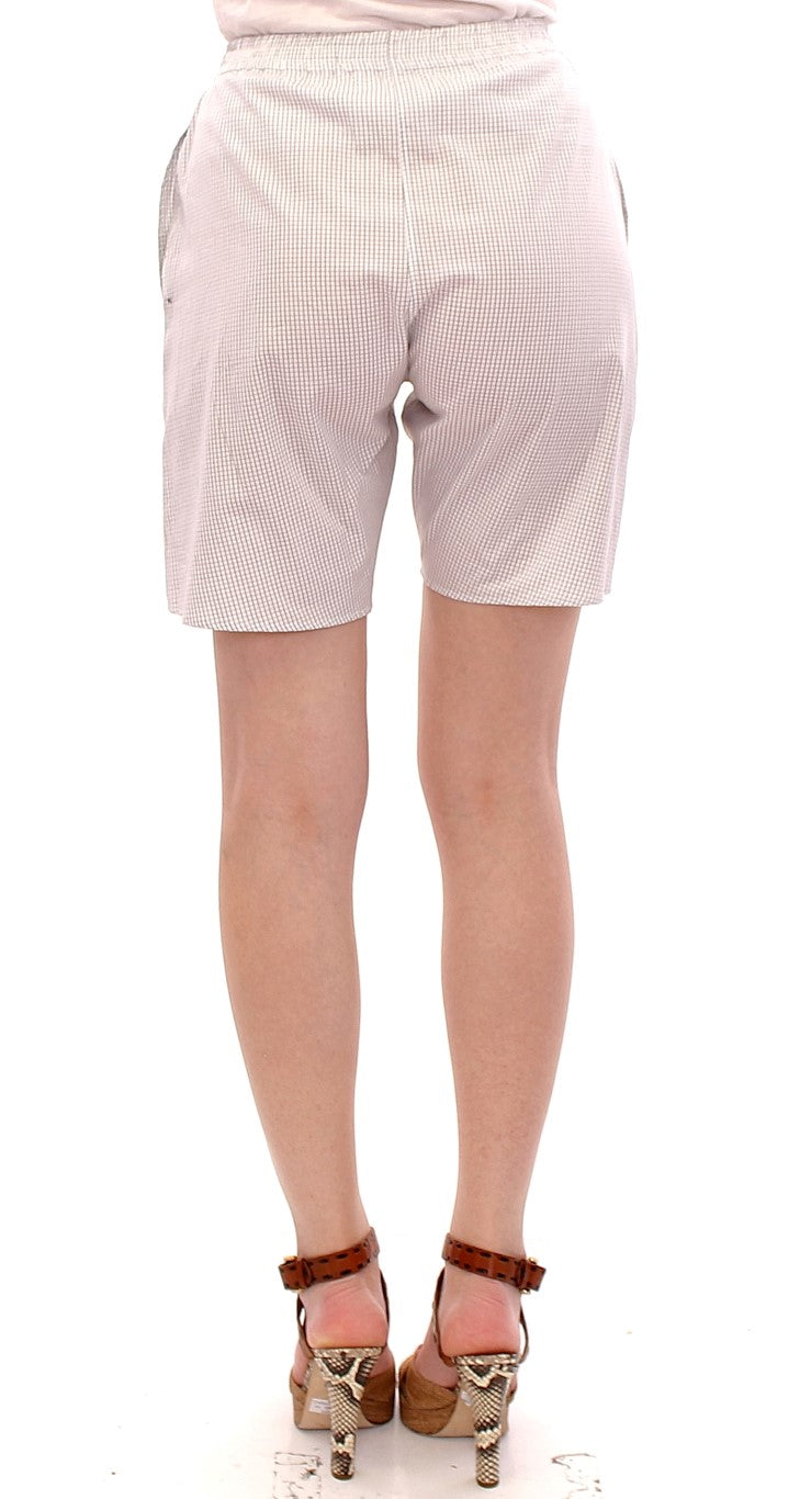 Andrea Incontri – Weiße, karierte Shorts aus Stretch-Baumwolle