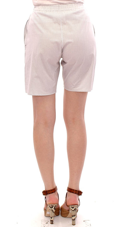 Andrea Incontri – Weiße, karierte Shorts aus Stretch-Baumwolle