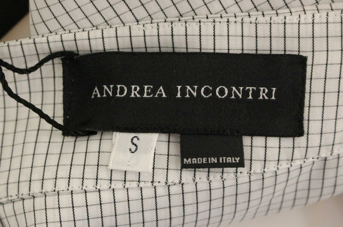 Andrea Incontri – Weiße, karierte Shorts aus Stretch-Baumwolle