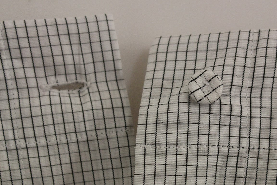 Andrea Incontri – Weiße, karierte Shorts aus Stretch-Baumwolle