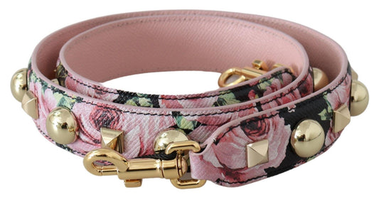 Dolce & Gabbana – Schultergurt für Taschenzubehör mit rosa Blumenmuster und goldenen Nieten