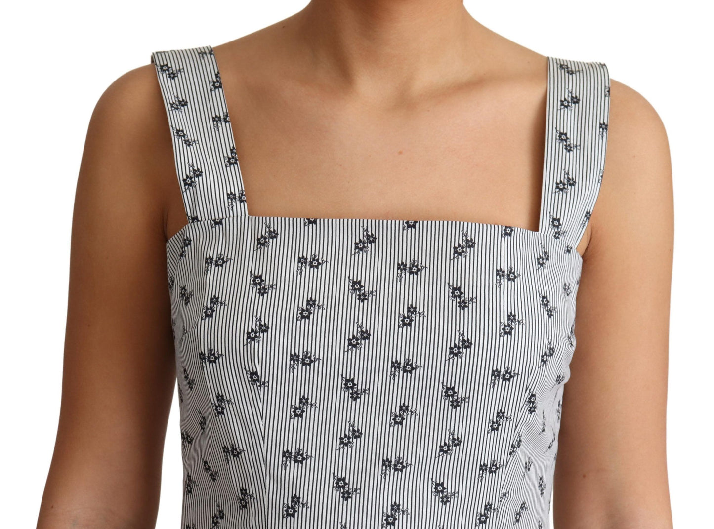 فستان دولتشي آند غابانا أزرق أبيض من القطن بقصة A