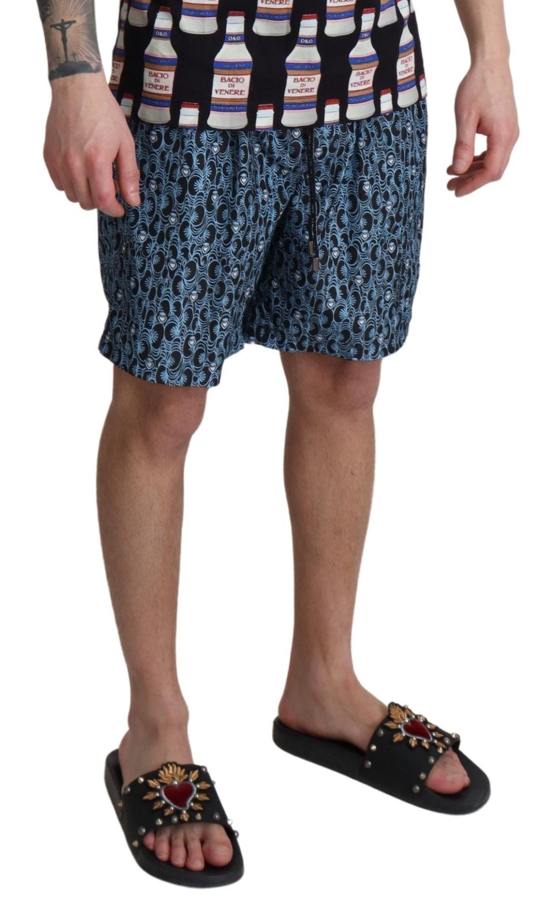 Dolce &amp; Gabbana – Strandshorts mit blauem Muster