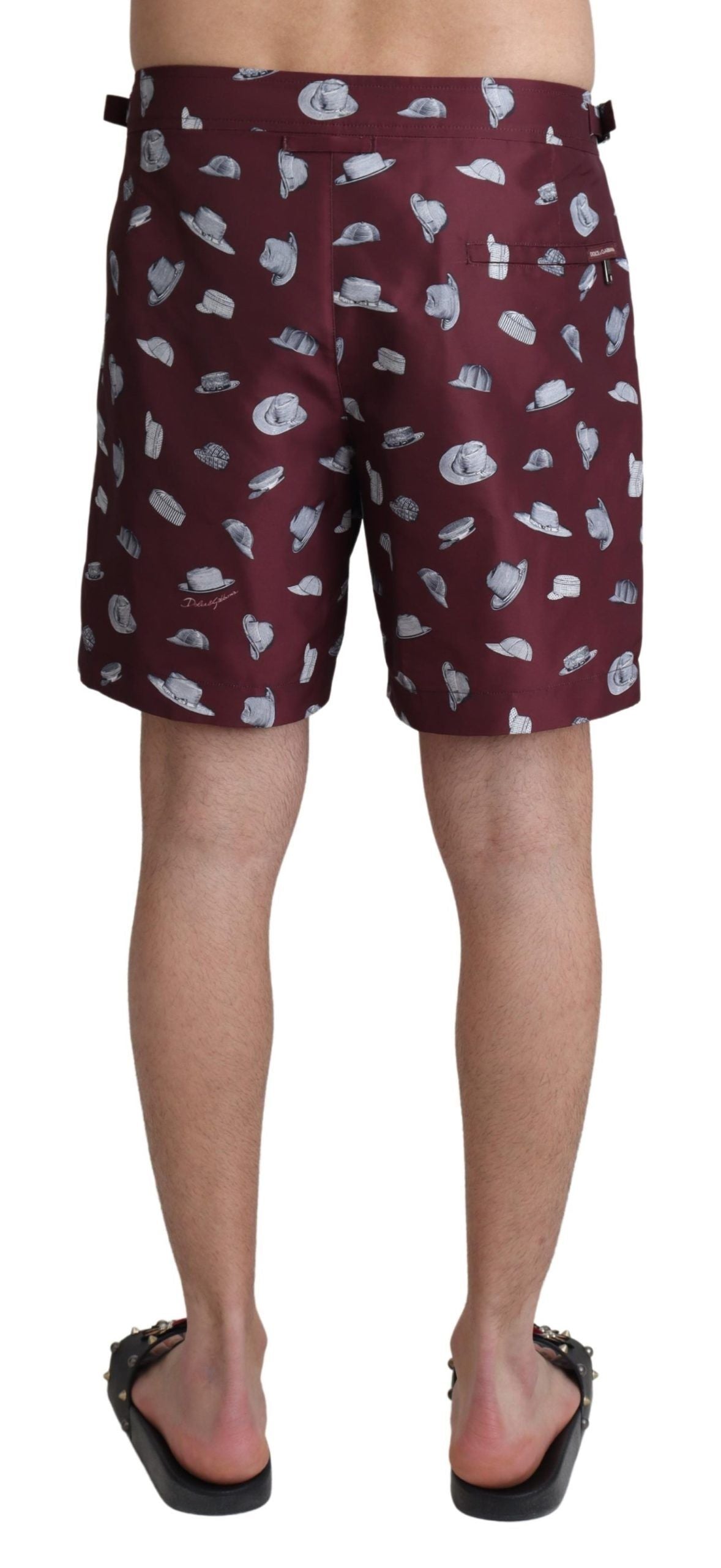 Dolce &amp; Gabbana Kastanienbraune Hüte Print Beachwear Shorts Bademode