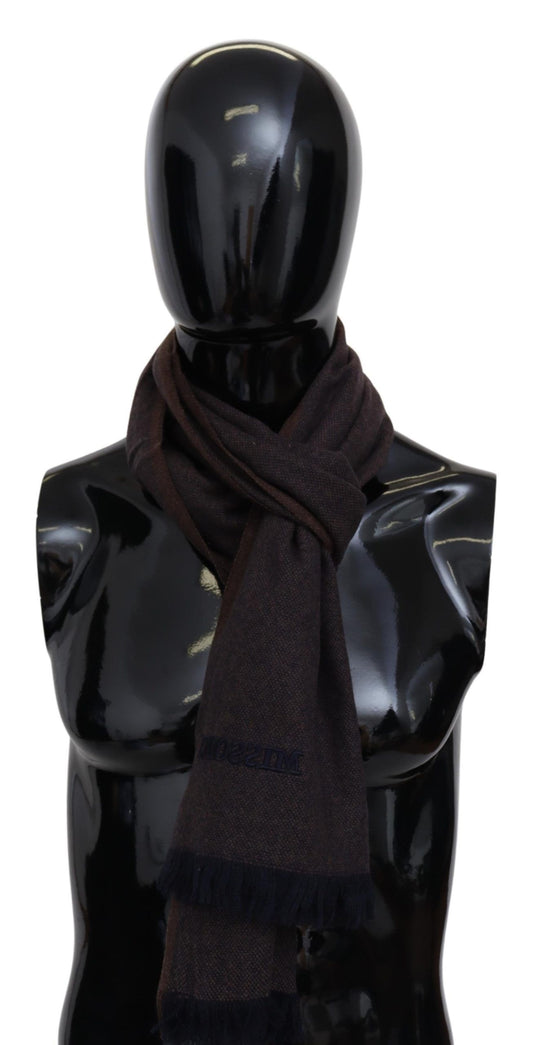 Missoni Brauner Unisex-Halswickelschal aus 100 % Kaschmir mit Fransen
