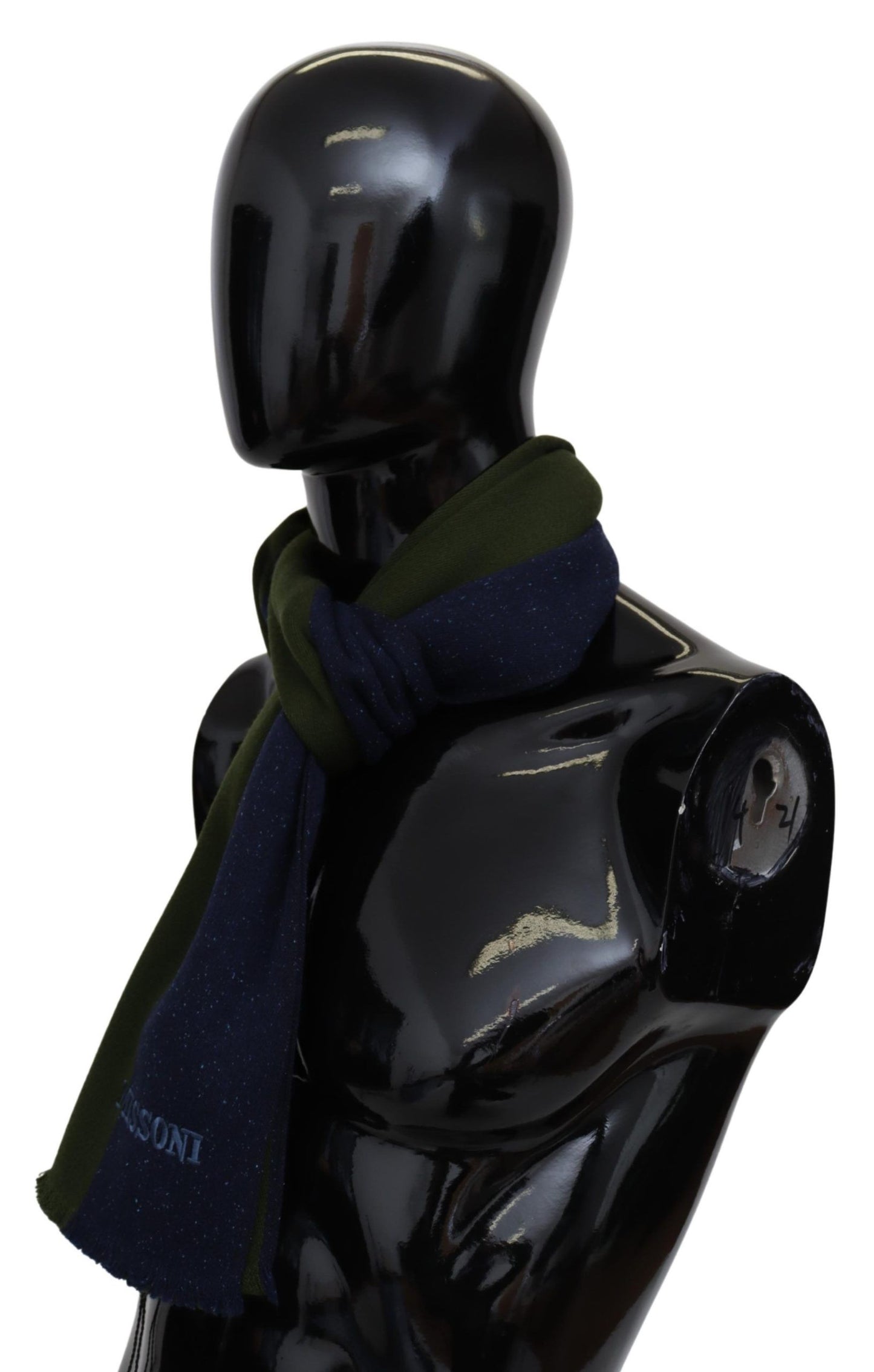 Missoni Grün Gestreifter Unisex-Halswickelschal aus Wolle Blau