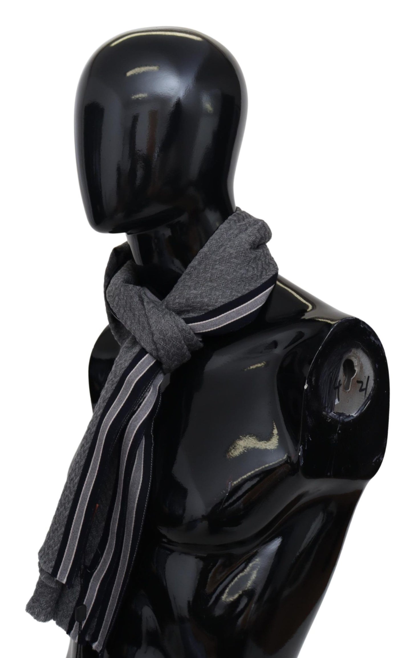 Missoni Graues Streifenmuster, 100 % Wolle, Unisex-Halswickelschal