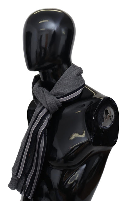 Missoni Graues Streifenmuster, 100 % Wolle, Unisex-Halswickelschal