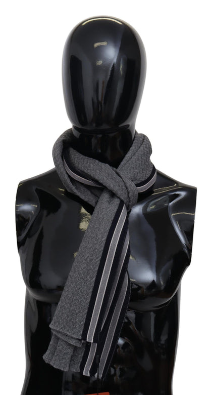 Missoni Graues Streifenmuster, 100 % Wolle, Unisex-Halswickelschal