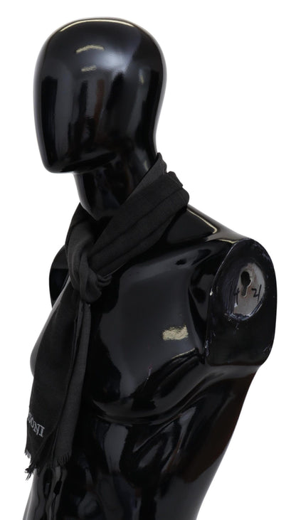 Missoni Grauer Woll-Unisex-Halswickelschal mit Fransen und Logo