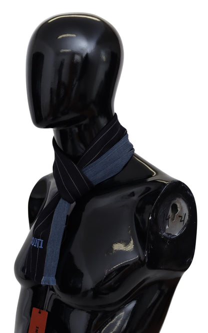 Missoni Schwarz-Blau gestreifter Unisex-Wickelschal aus Wolle