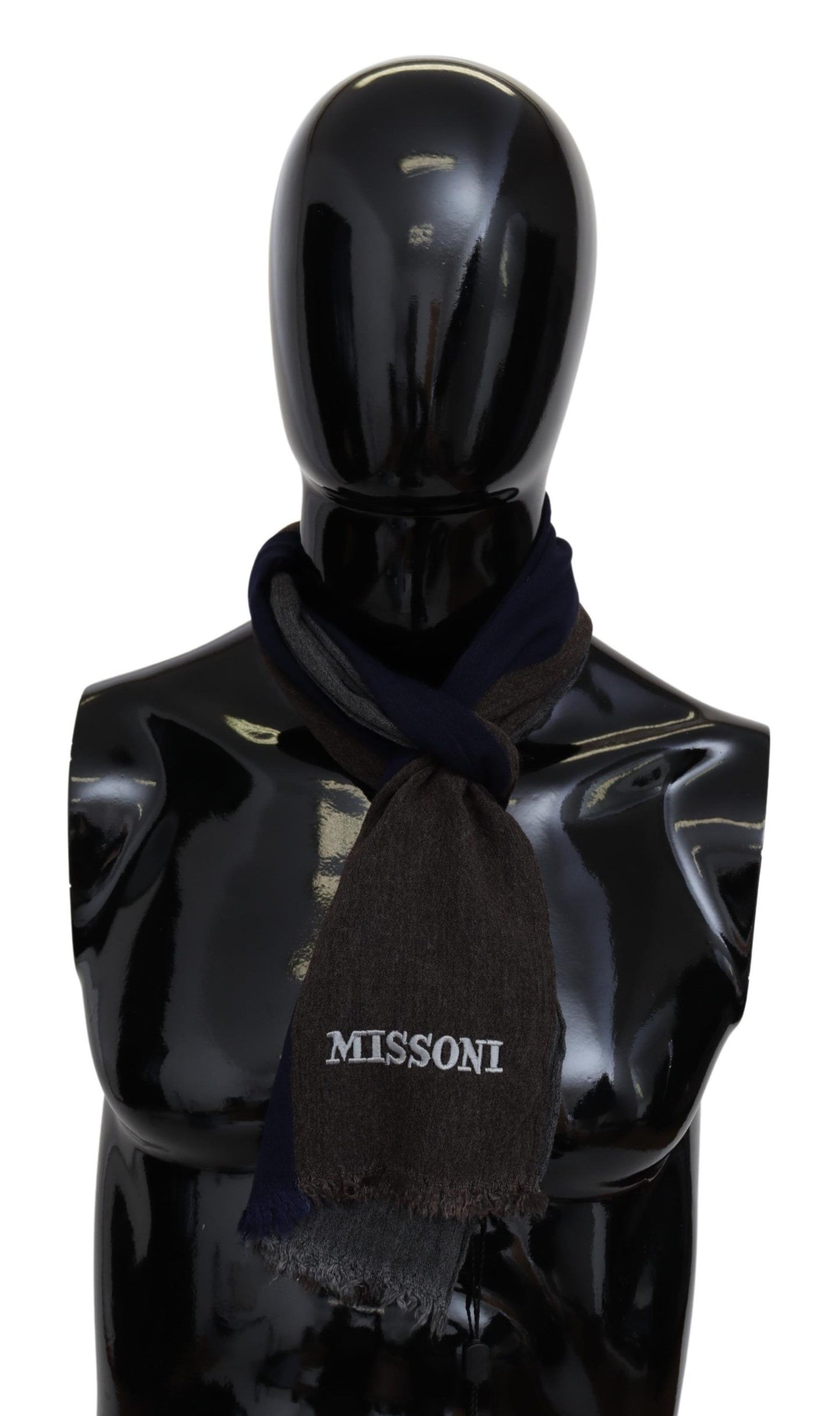 Missoni – Mehrfarbig gestreifter Unisex-Wickelschal aus Wolle mit Fransen