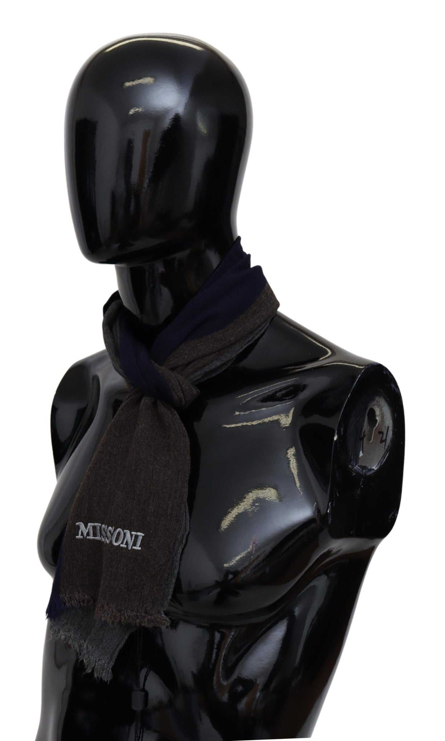 Missoni – Mehrfarbig gestreifter Unisex-Wickelschal aus Wolle mit Fransen